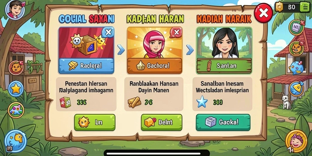 Tampilan antarmuka permainan yang menarik dan ramah pengguna.
